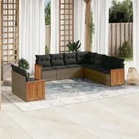 Set Divano da Giardino 9 pz con Cuscini Grigio in Polyrattan 3227782