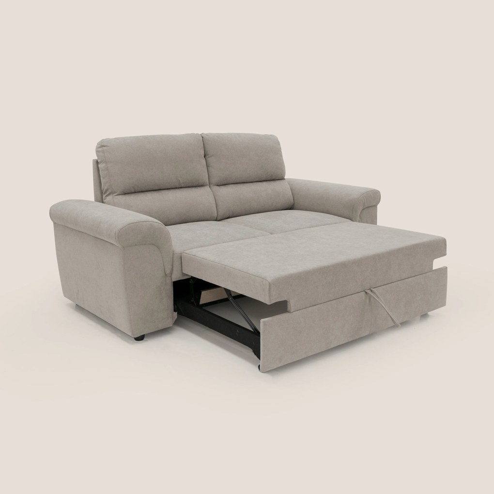 Minerva divano con pouf estraibile poggiapiedi in tessuto morbido impermeabile T02 beige