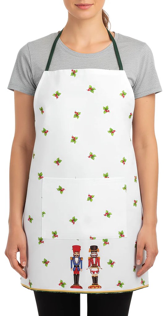 Grembiule cucina Schiaccianoci Natale bianco in cotone
