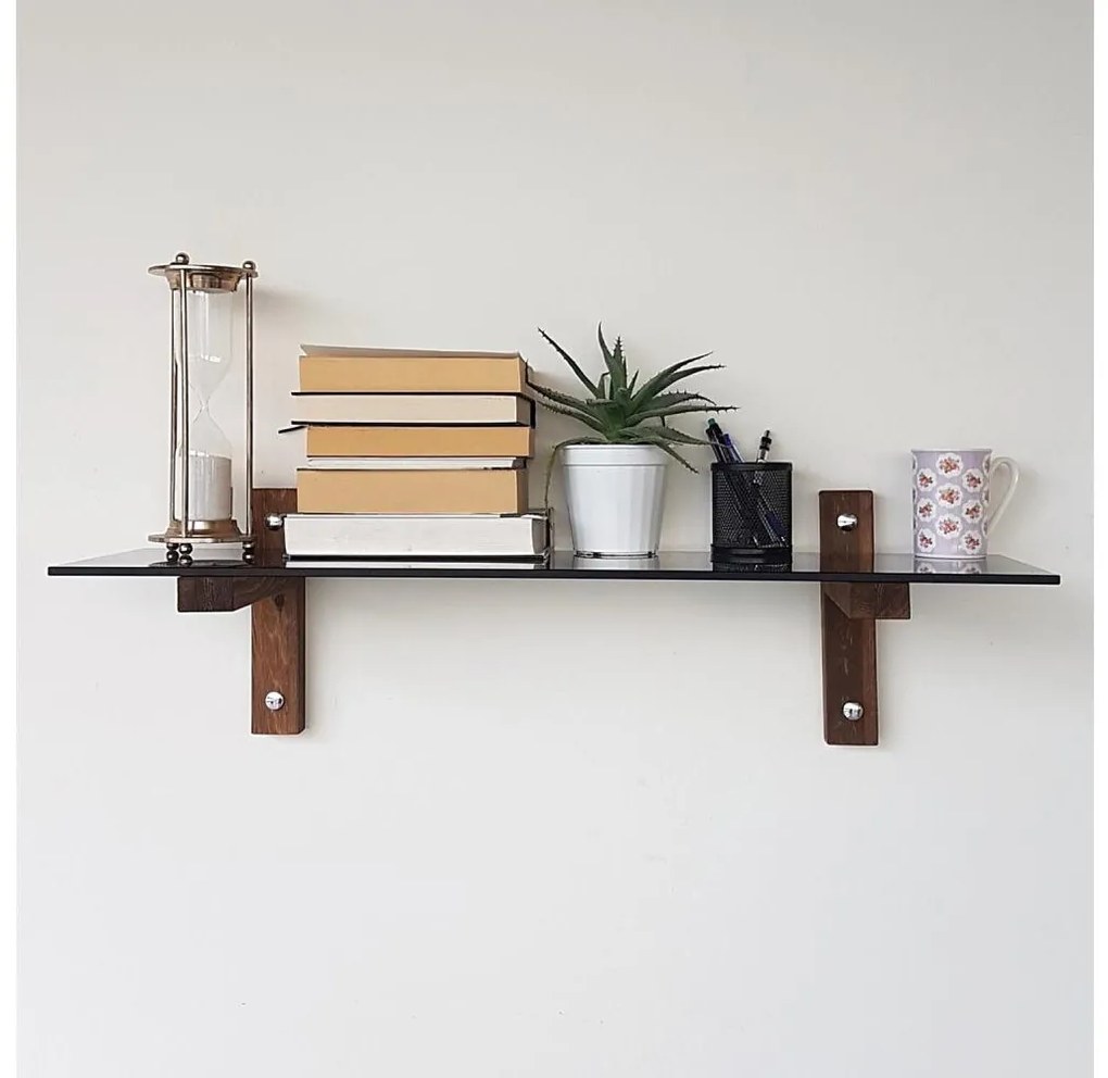 Mensola 85x25 cm pino/nero