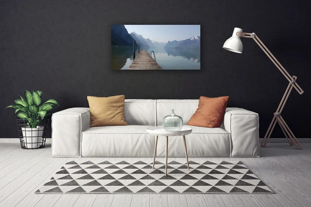 Quadro su tela Paesaggio della montagna del lago del molo 100x50 cm