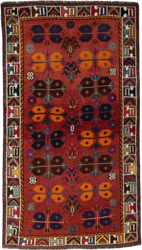 Shiraz Tappeto persiano 220x120 Rosso (Iran) Annodato A Mano