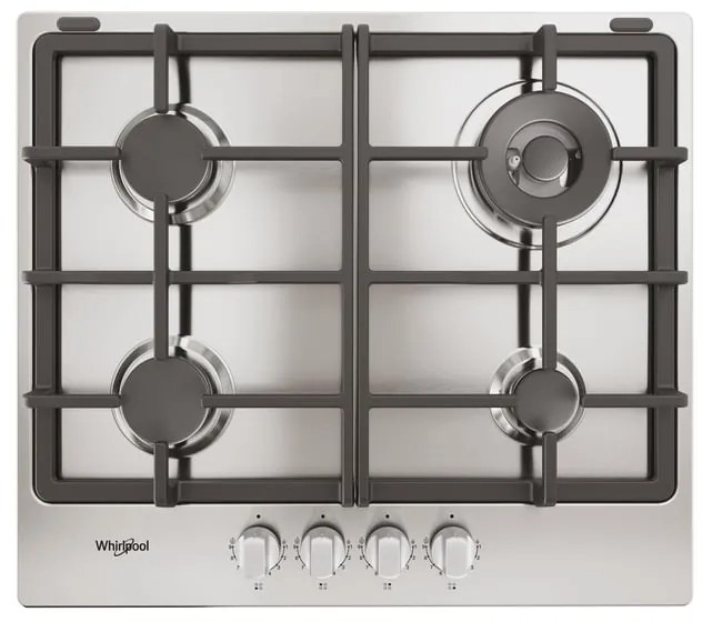 Piano cottura 4 fuochi TGML 661 IX R WHIRLPOOL acciaio inox griglie in ghisa