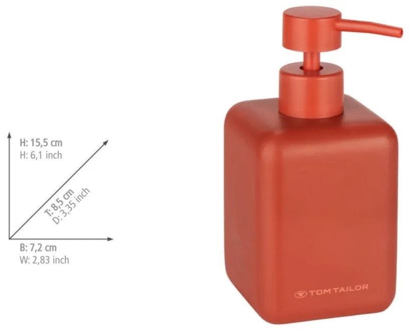 Dispenser per sapone in poliresina arancione 380 ml Tom Tailor T-Rounded – Wenko