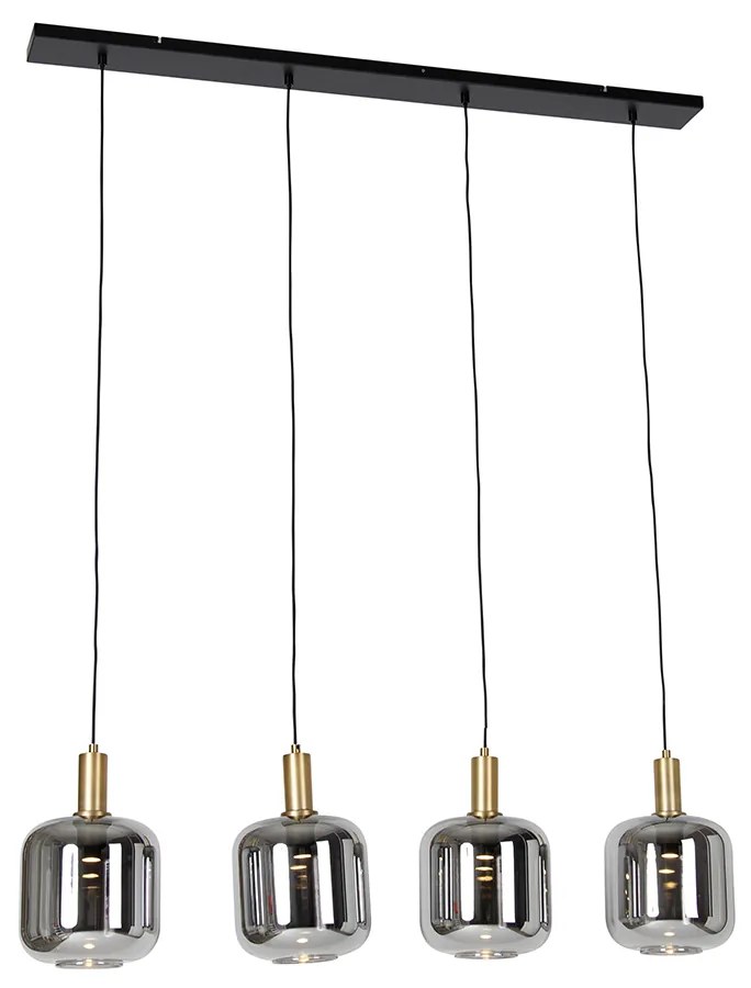 Lampada a sospensione nera con vetro oro e fumé incl. 4 PUCC - Zuzanna