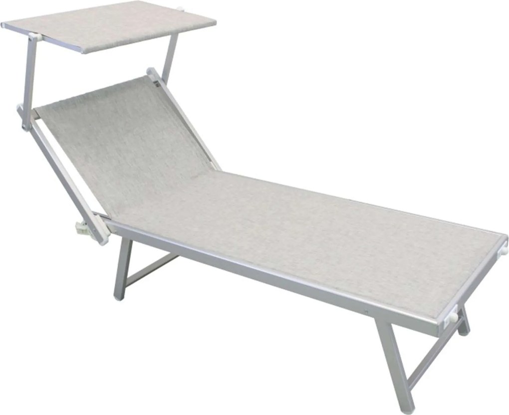 HUGO - lettino mare prendisole pieghevole in alluminio con tettuccio