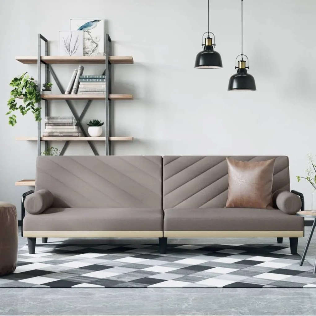 Divano Letto Con Braccioli Tortora İn Tessuto /