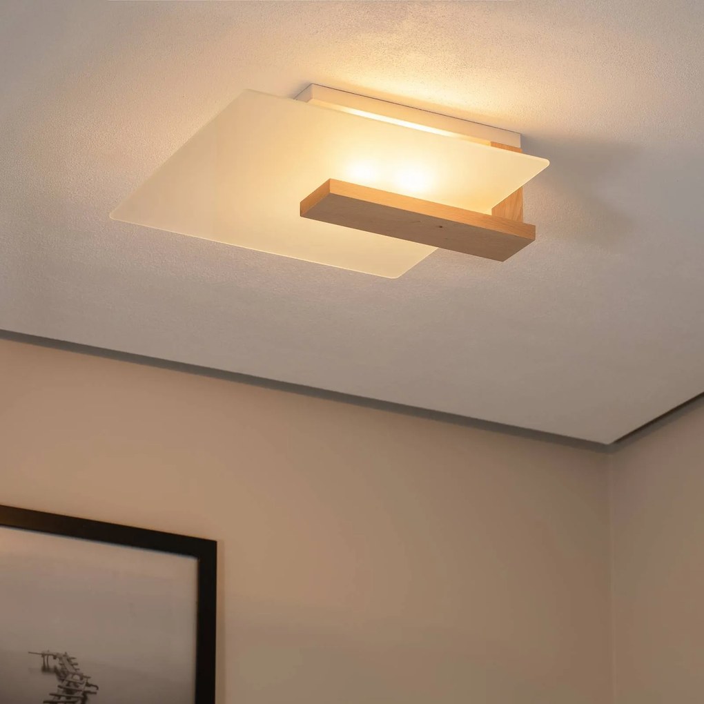 Plafoniera soffitto Peach Puff Envostar, dimmerabile, Legno chiaro, Soggiorno / Sala da pranzo, Vetro, Moderno, Plafoniera