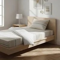 Completo letto 1 piazza e mezza righe beige grigie