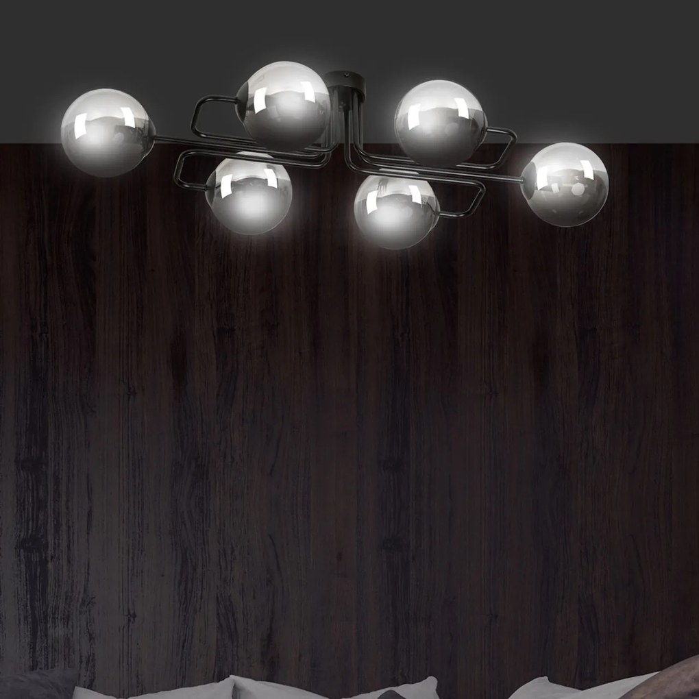 Lampadario da soffitto BRENDI 6 in acciaio e vetro 6xE14