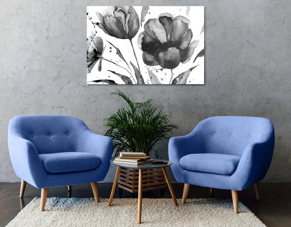 Stampa su tela – Tulipani stupendi in bianco e nero in versione interessante