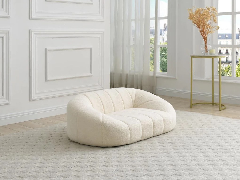 Divanetto per animali in tessuto bouclette Bianco crema L. 98 x P. 62 x H. 33 cm - PARUIMA