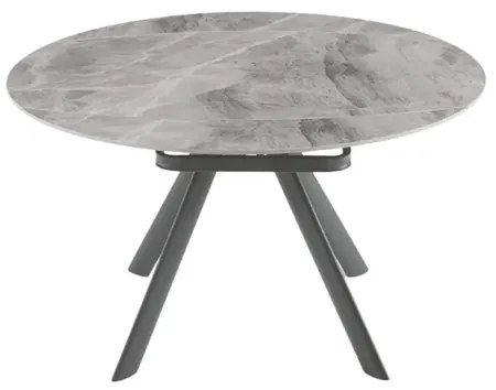 Tavolo in pietra effetto marmo Grigio ROUND con piano girevole D135 cm