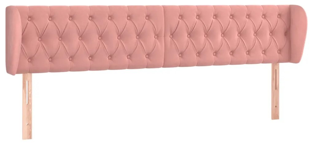 Testiera ad orecchio rosa 183x23x78/88 cm in velluto