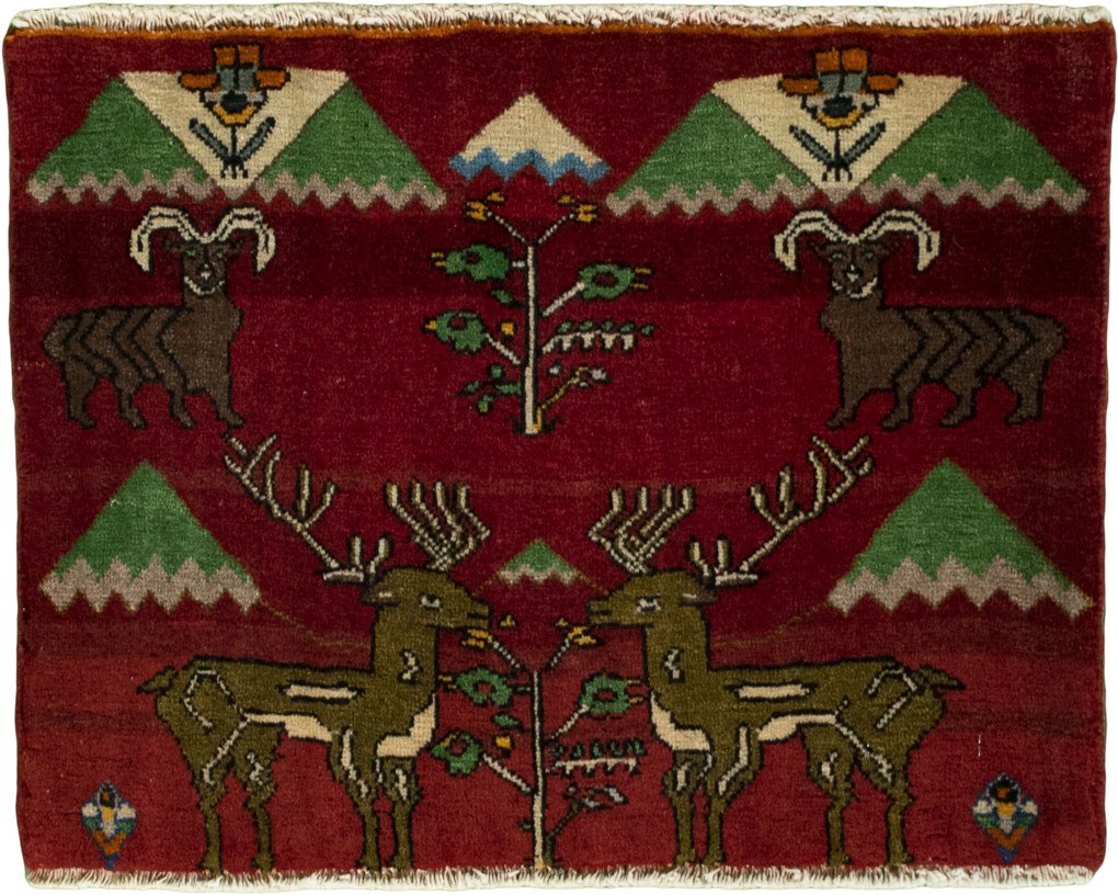 Gabbeh Tappeto 60x50 Rosso (Iran) Annodato A Mano