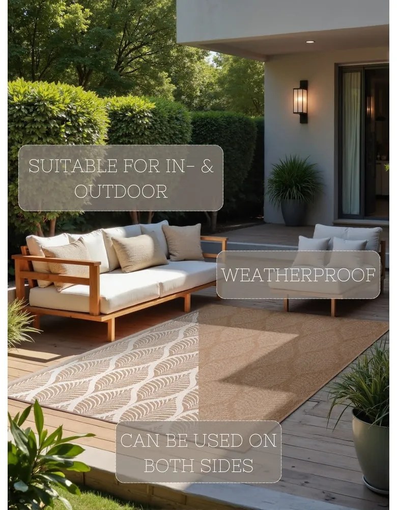 Tappeto da interno/esterno beige/avorio 200x290 cm Duet Liora – NORTHRUGS