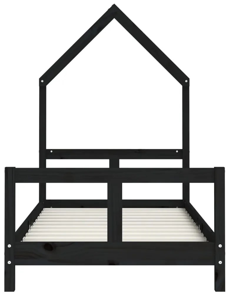 Giroletto per bambini nero 80x160 cm in legno massello di pino
