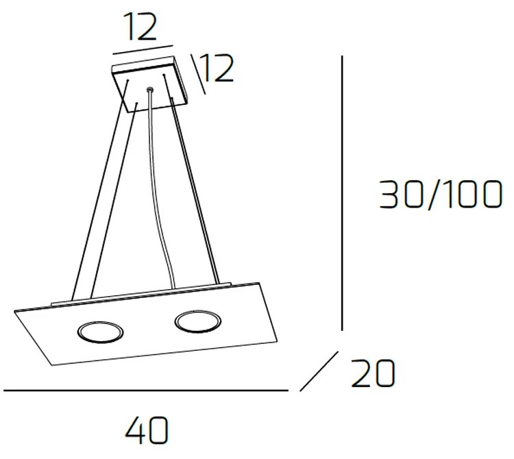 Sospensione Moderna Rettangolare Area Metallo Grigio Metallo 2 Luci Gx53