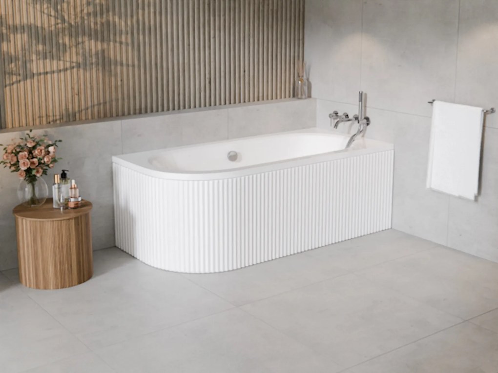 Set vasca da bagno angolare Besco Avita #WAV-150-NP, rivestimento per vasca da bagno Besco Avita OAV-150-NSR
