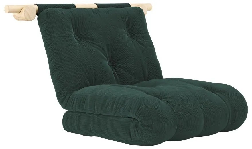 Poltrona verde scuro allungabile con rivestimento in velluto a coste Hooked – Karup Design