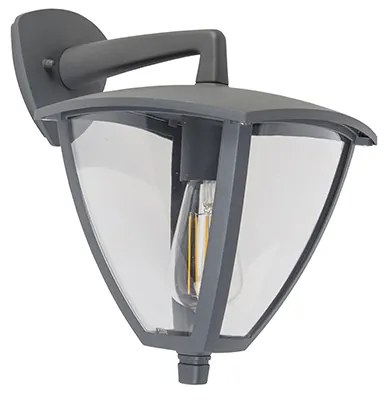 Lanterna da parete classica per esterni con luce verso il basso grigio scuro IP44 - Platar