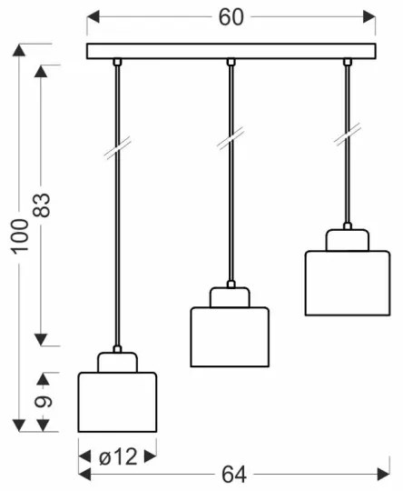 Lampadario a sospensione con filo OLENA 3xE27/60W/230V nero