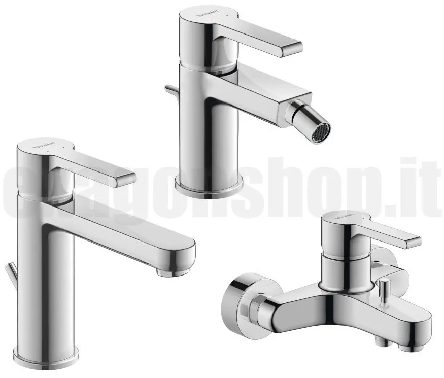 Duravit B.2 serie di rubinetti Miscelatore Monocomando per Lavabo Bidet E Vasca 3pz Cromo