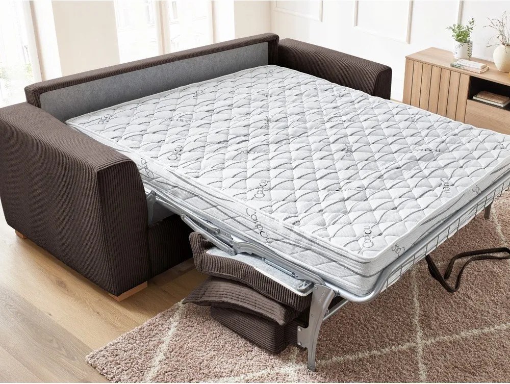 Divano marrone allungabile con rivestimento in velluto a coste 225 cm Augustin – Bobochic Paris