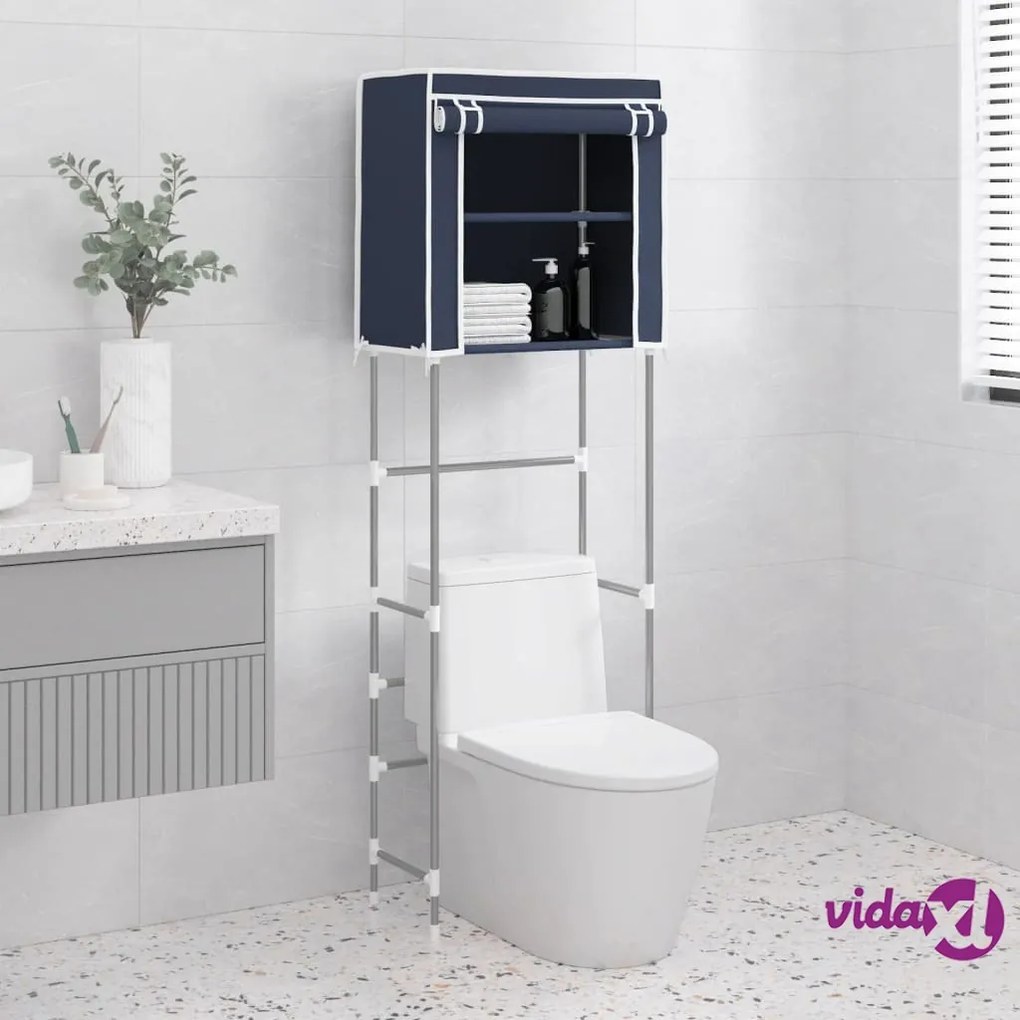 vidaXL Rastrelliera per Bagno a 2 Livelli Blu 56x30x170 cm Ferro