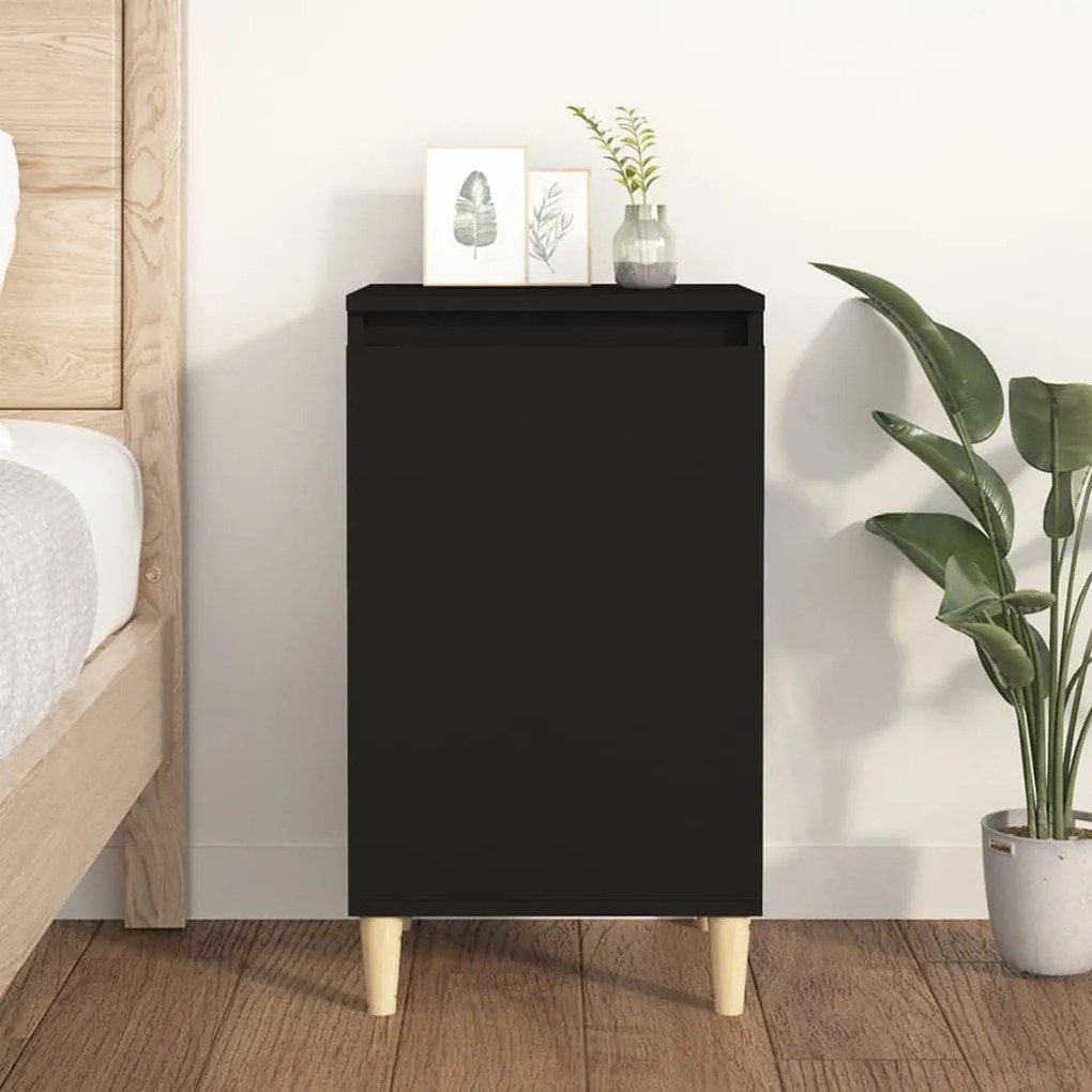 Comodino Nero 40x35x70 Cm İn Legno Multistrato /