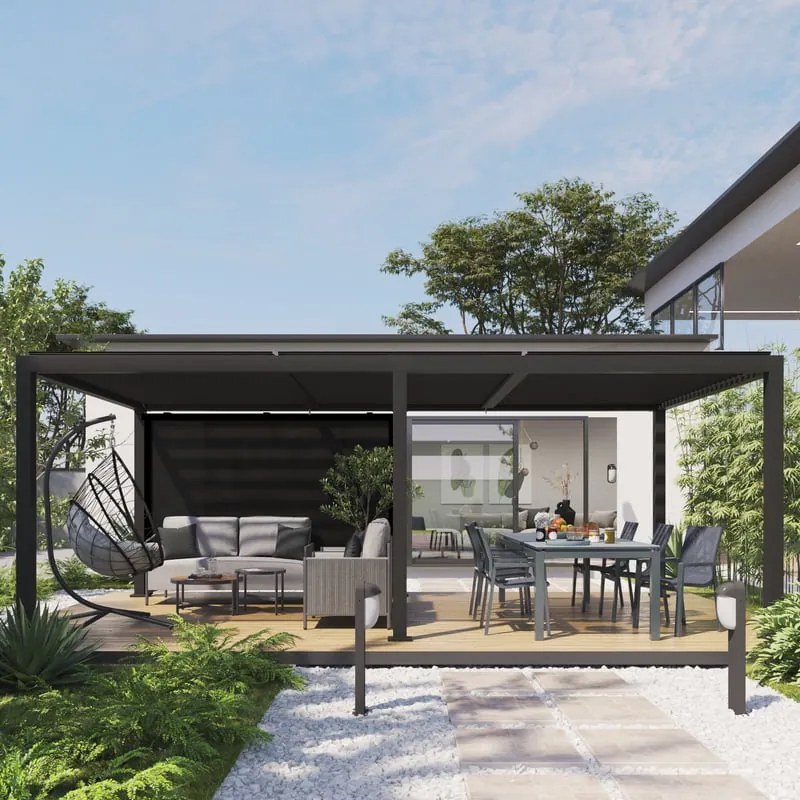 Pergola bioclimatica 3x6 m in alluminio grigio antracite - Clima NATERIAL