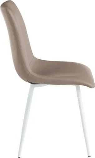 Sedia in ecopelle Tortora con gambe in metallo Bianco - LILY 2 sedie