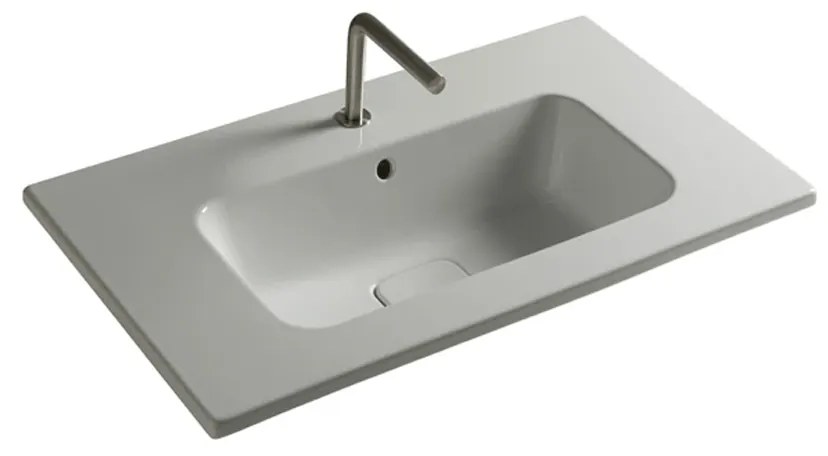 Lavabo Da Incasso/Sospeso 81x45 Cm Ceramica Tecla "Thesan" Bianco Lucido