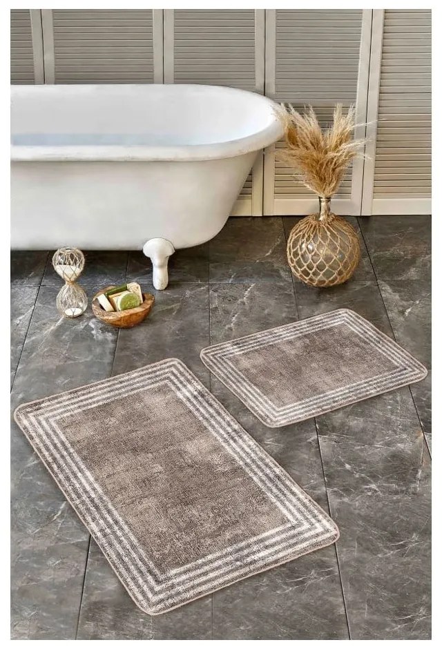 Set di tappetini per il bagno marroni in velluto 2 pz 60x100 cm – Mila Home