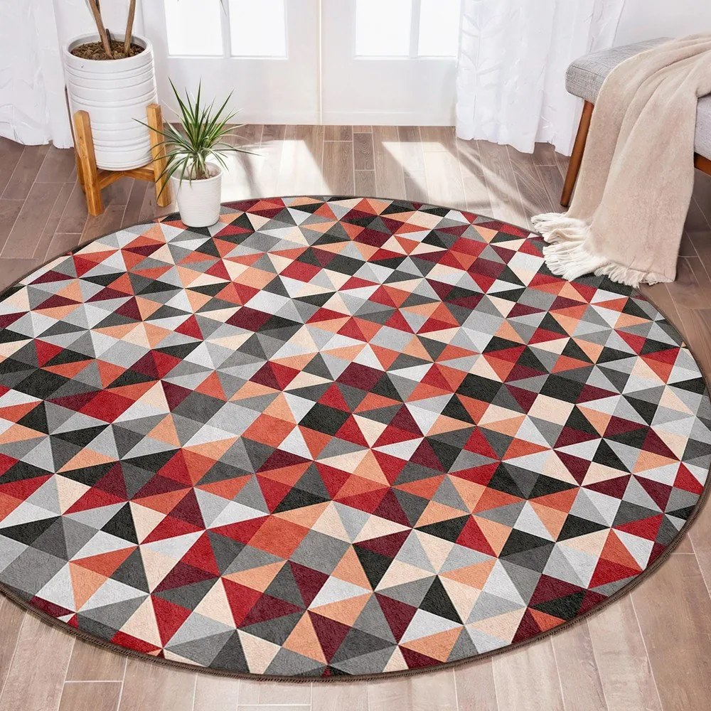 Tappeto rotondo rosso/grigio lavabile ø 80 cm Ignite – Mila Home