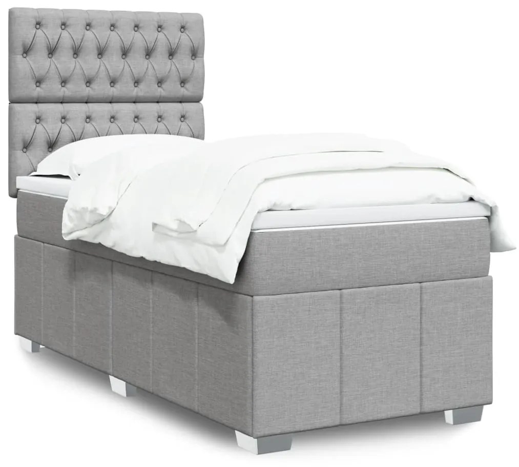 Giroletto A Molle Con Materasso Grigio Chiaro100x200 Cm Tessuto /
