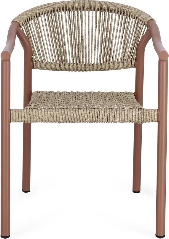 Sedia da esterno rossa/di colore naturale in metallo Canarias – Bizzotto