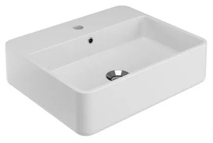 Lavabo da appoggio rettangolare in ceramica L 50 x H 14 x P 41 cm bianco