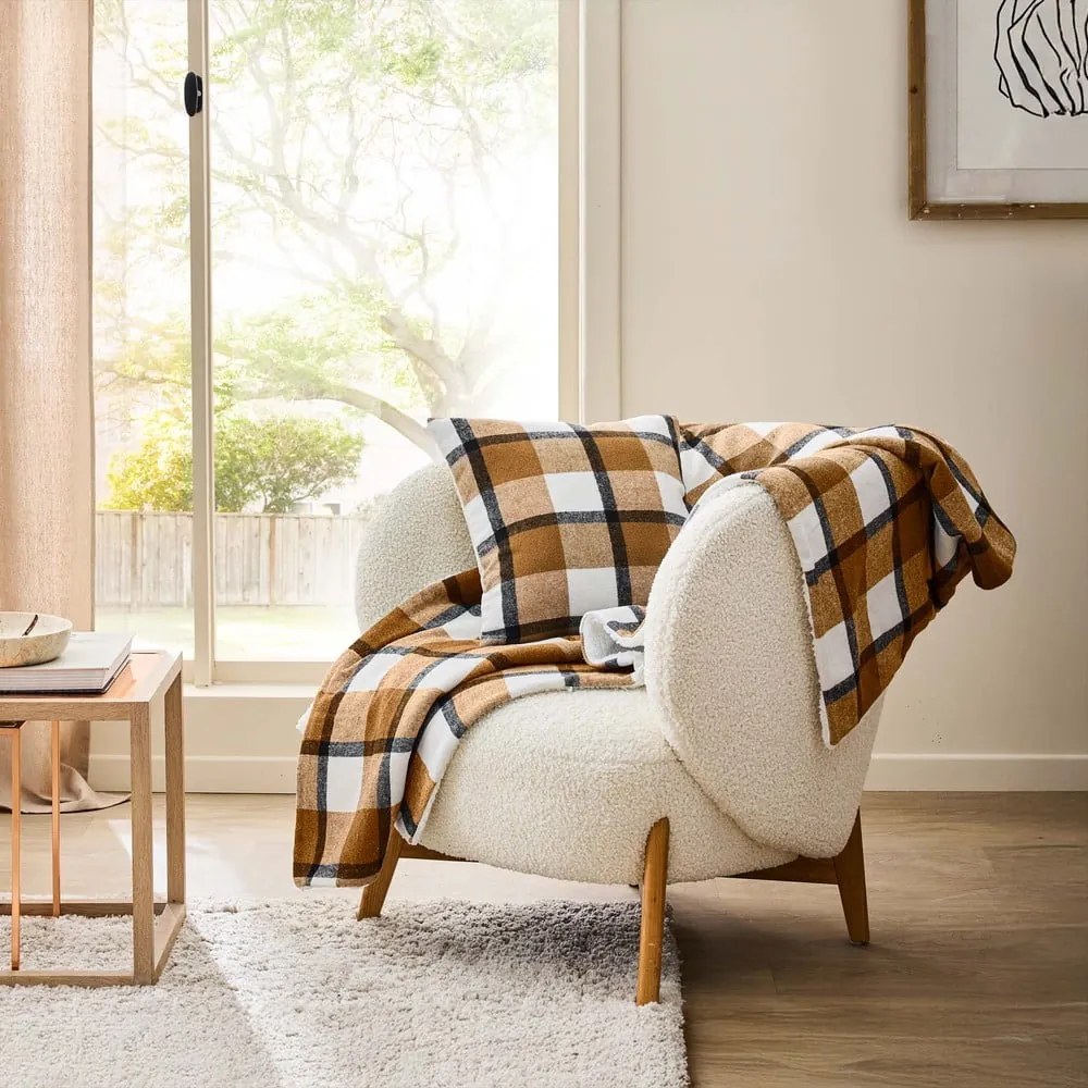 Coperta marrone in sherpa 125x150 cm Ecossais – douceur d'intérieur