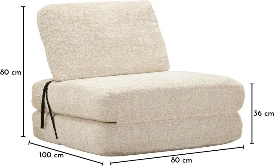 Poltrona bianca allungabile con rivestimento in bouclé Faster – Mauro Ferretti