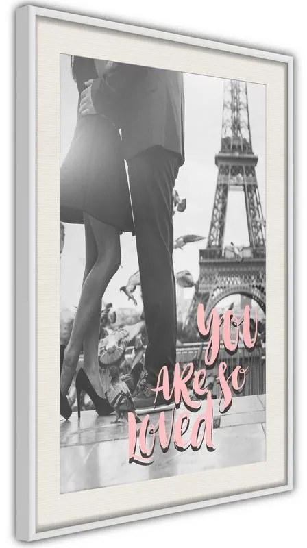 Poster  Love in Paris  Cornice Quadri Cornice nera con pass-partout, Larghezza x Altezza Home decor 20x30