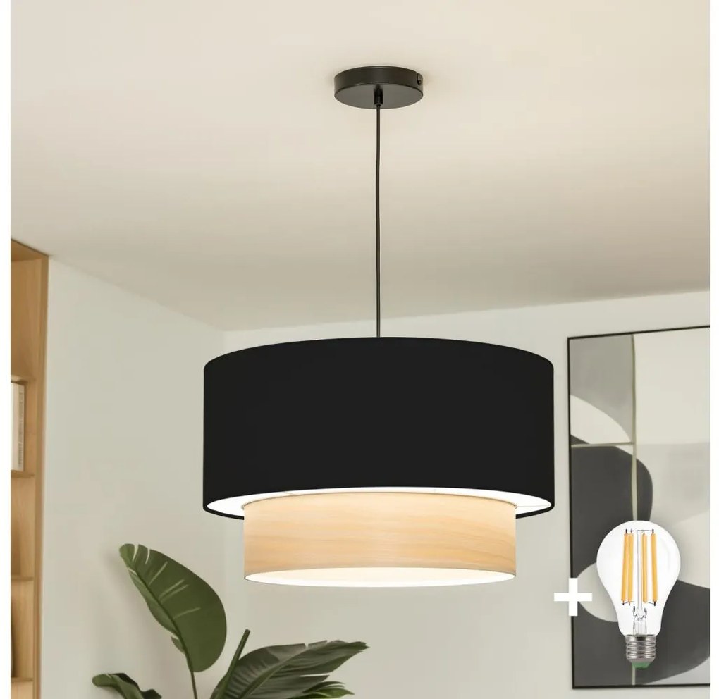 Brilagi - Lampadario LED a cavo CERIA 1xE27/40W/230V Ø 50 cm nero/beige