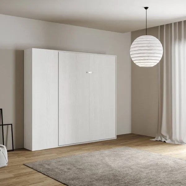 Letto francese a scomparsa 140 cm con colonna Bianco Frassino KENTARO