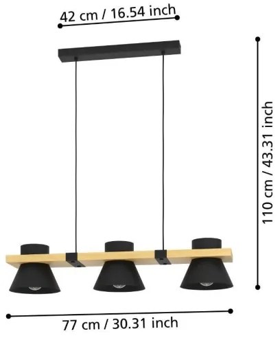 Eglo 43956 - Lampadario a sospensione con filo MACCLES 3xE27/15W/230V