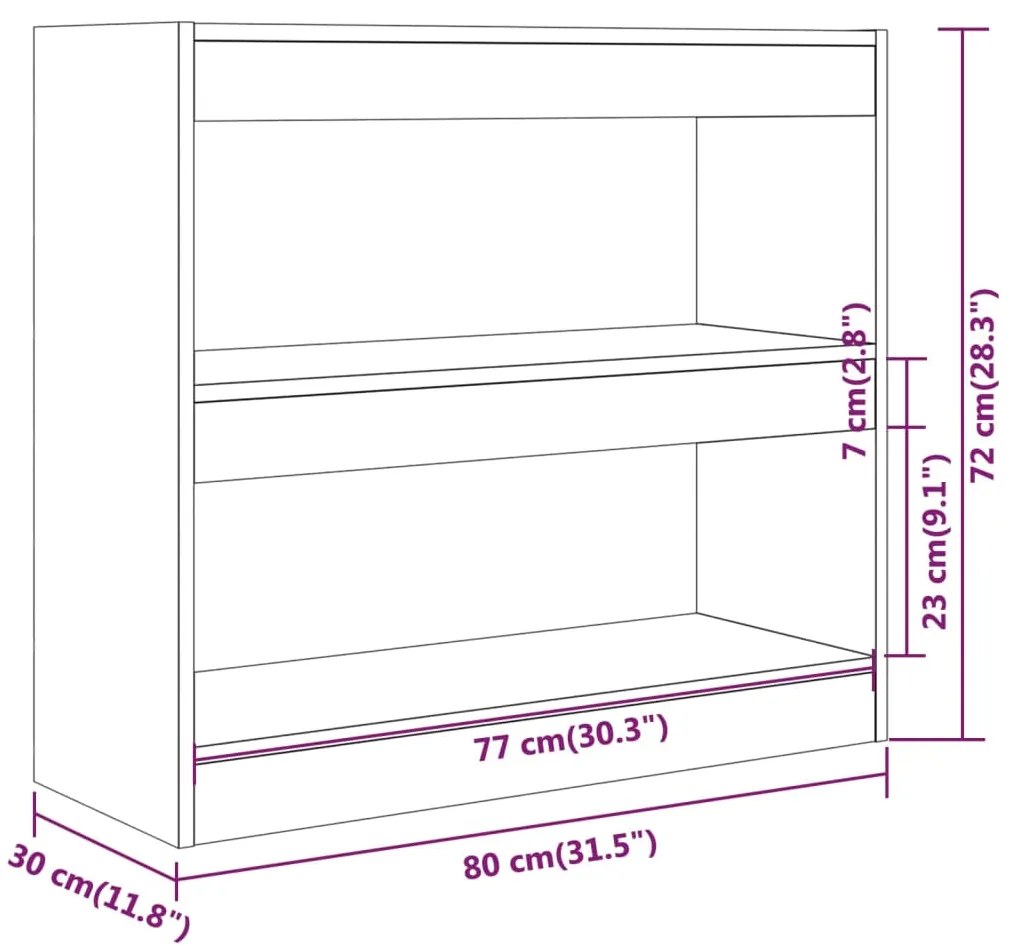 Libreria/Divisorio Nero 80x30x72 cm