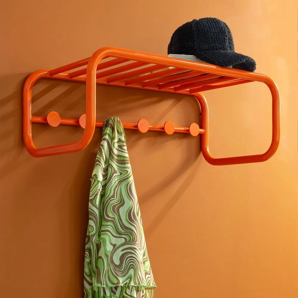 Attaccapanni da parete arancione in metallo con scaffale 72 cm Retro – Spinder Design