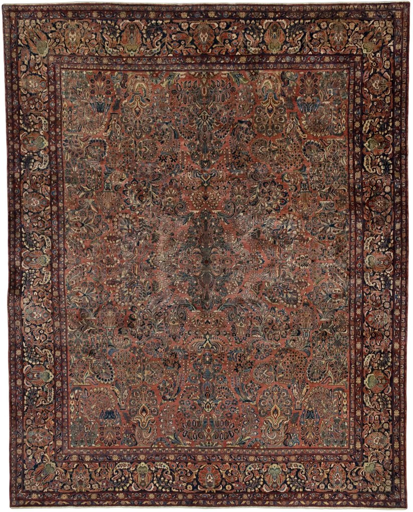 Sarouk Tappeto 460x370 Rosso (Iran) Annodato A Mano
