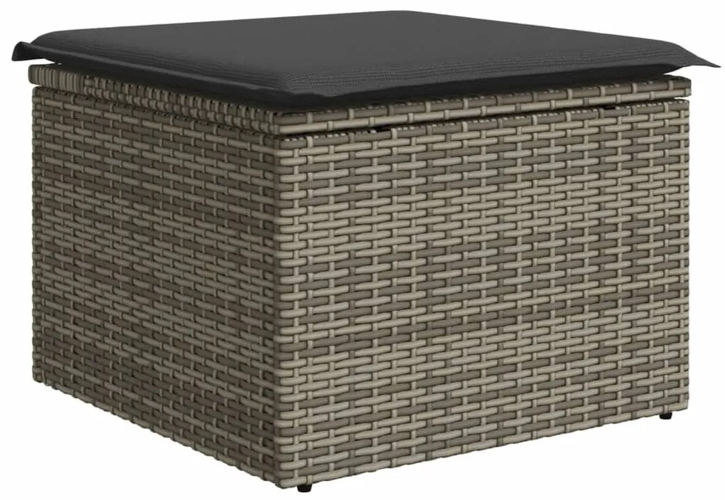 Set Divani da Giardino 11 pz con Cuscini in Polyrattan Grigio