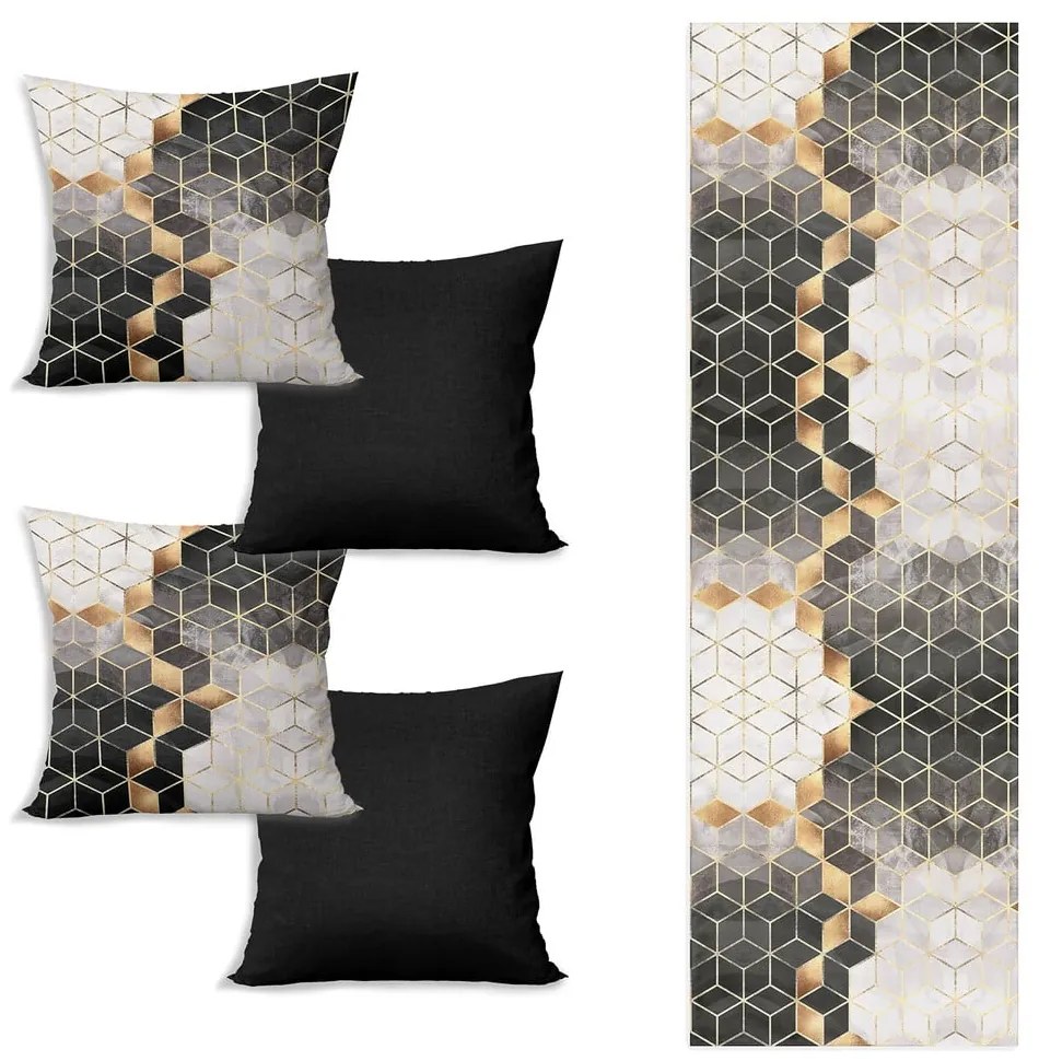Set runner da tavola e 4 federe Optic - Minimalist Cushion Covers
