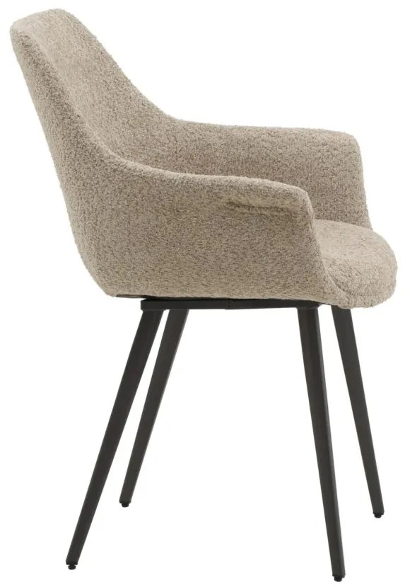 Set di sedie MIRASIERRA in tessuto beige effetto bouclé e gambe in metallo nero, con braccioli